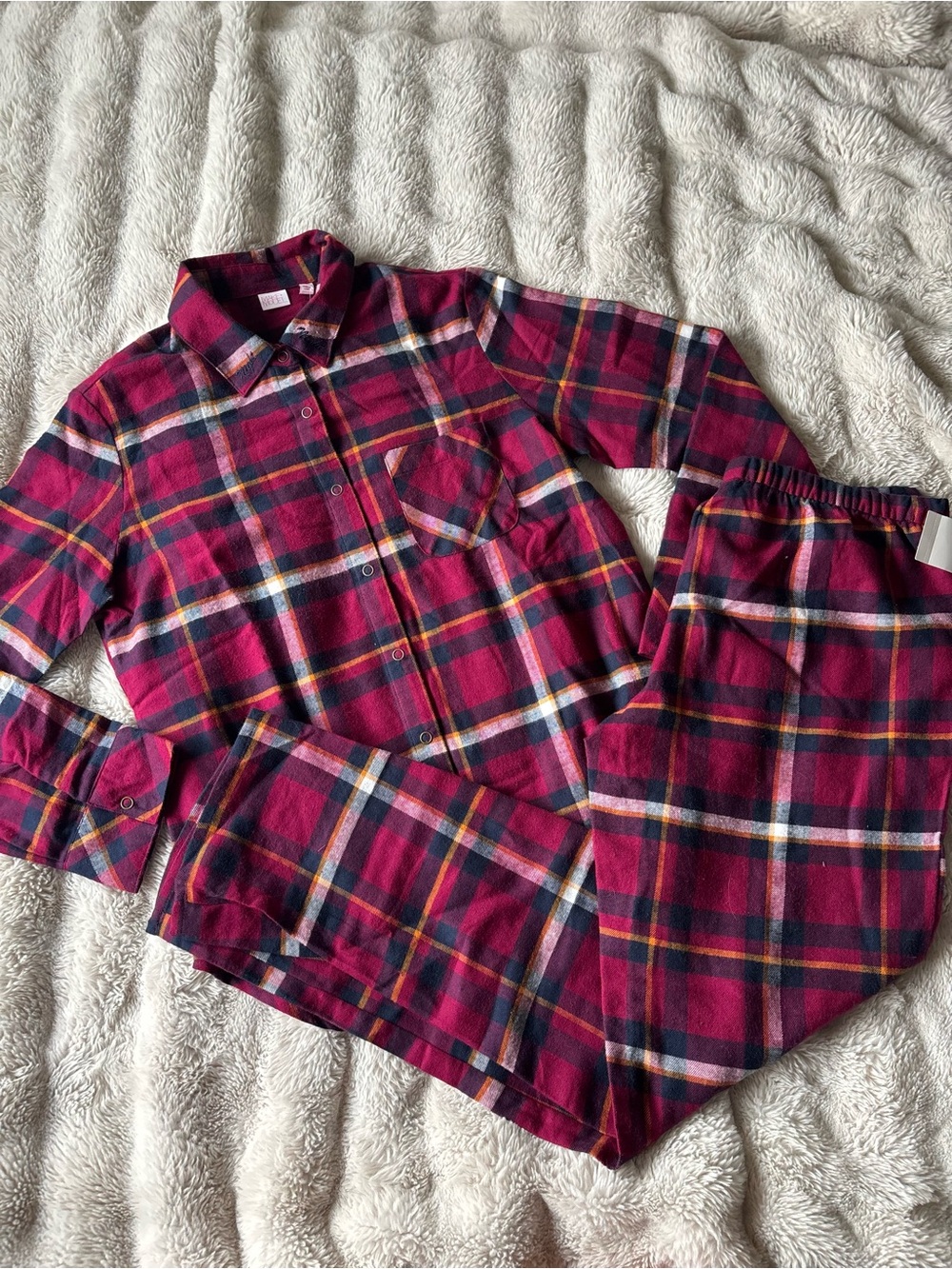 Make + Model Burgundy Plaid Button-Up Pajama Top